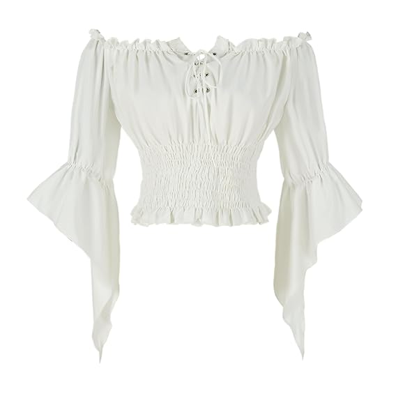 Womans Renaissance Peasant Blouse White