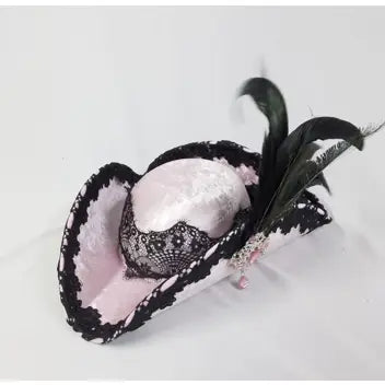 Pink Pirate Hat with Feather and Accessories