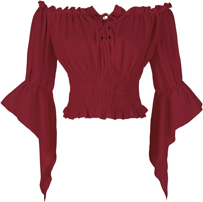 Womans Renaissance Peasant Blouse Red