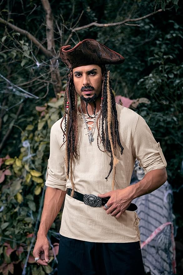 Mens Pirate Shirts Renassance Beige