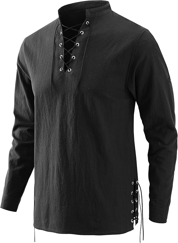 Mens Pirate Shirts Renassance Black M