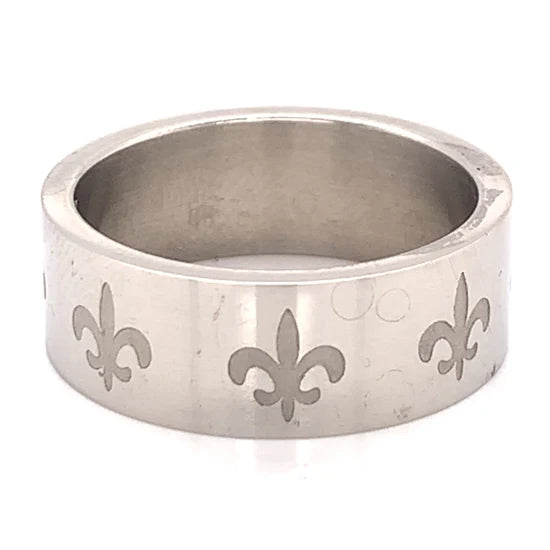 Highly Polished Fleur De Lis Stainless Steel Ring