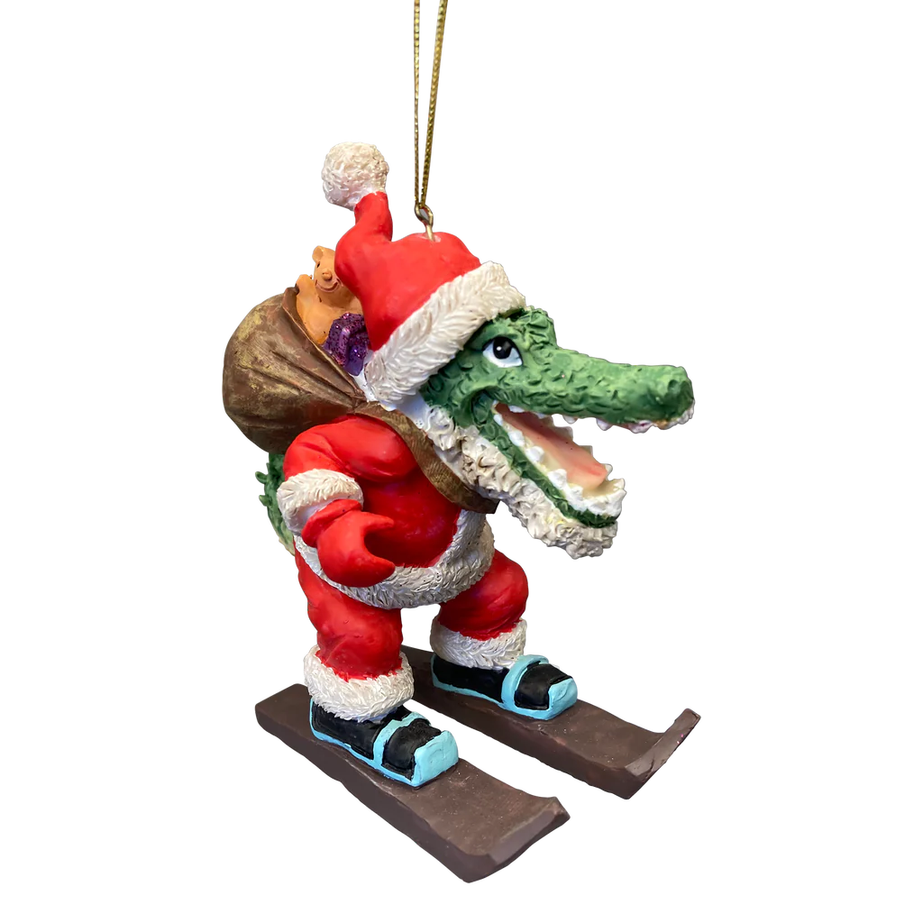 Large Skiing Alligator Ornament