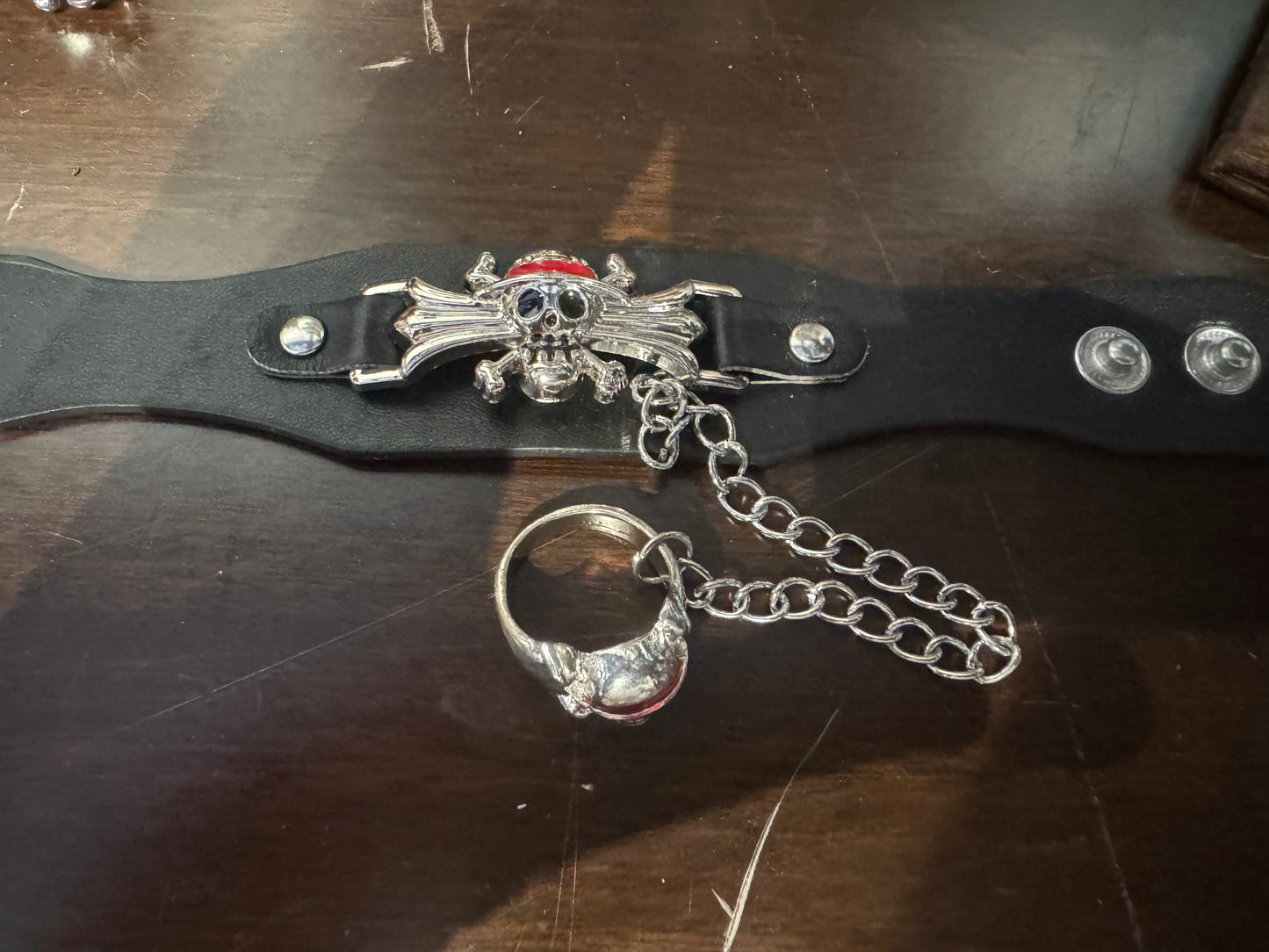 Pirate bracelet with ring attached