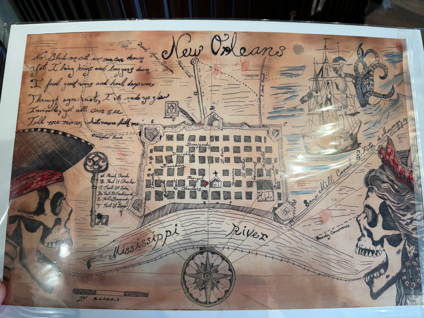 New Orleans Pirate Map (Print)