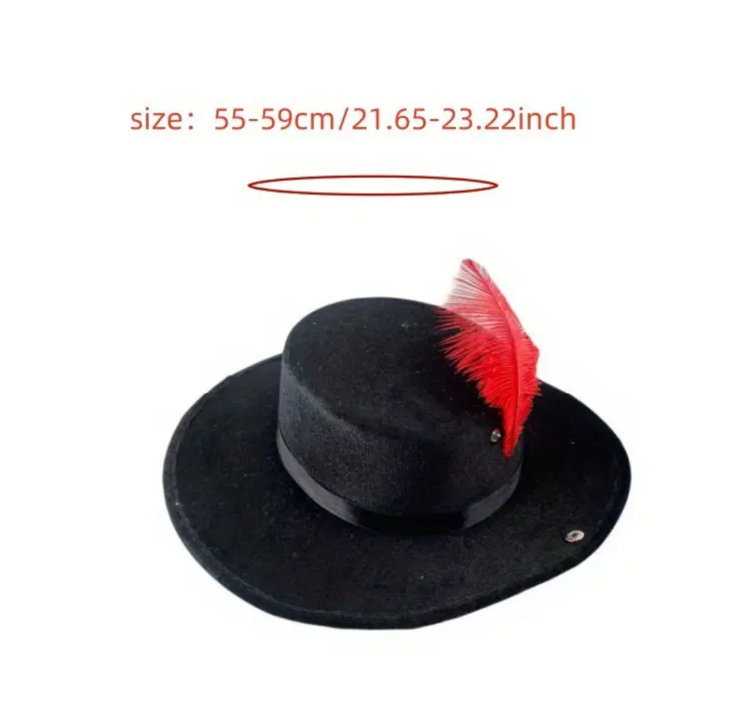 Round Brim Hat with Red feather