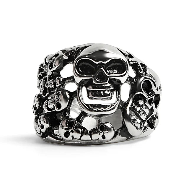 Stainless Steel Polished Multiple Skulls Ring