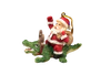 Small Xmas ornament White Santa riding alligator