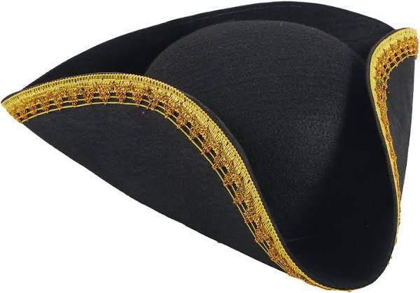Felt Pirate Hat Black Gold Trim