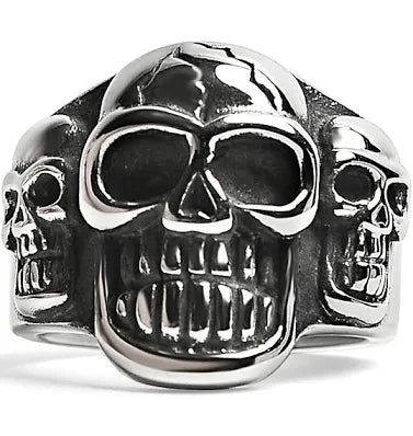 Triple Skulls Stainless Steel Ring