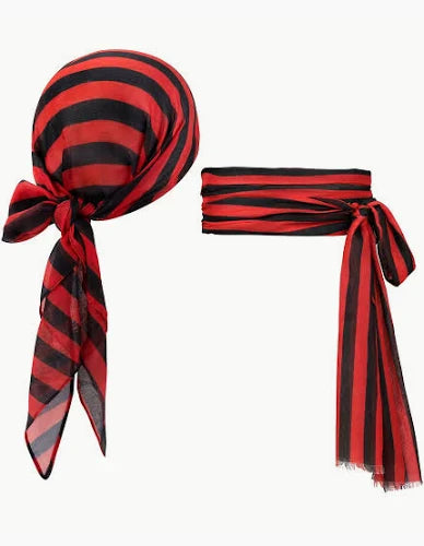 Pirate Scarf and Durag Red and Black