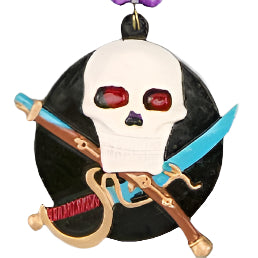 Skull w Blue swords bead