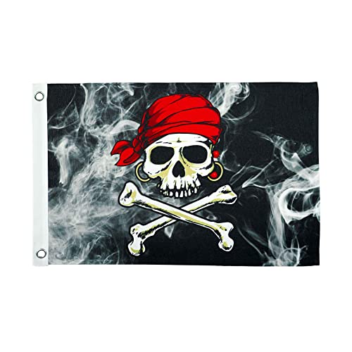 Smaller In the Breeze Smokin' Pirate Flag 12"x18"