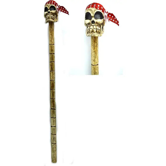 Wood Pirate Skull Skeleton Walking Stick Cane Skeleton