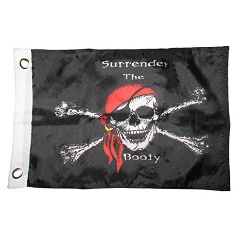 Smaller Jolly Roger Pirate Flag - Surrender The Booty 12"x18"