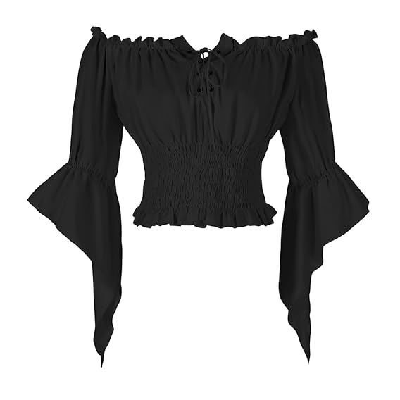 Womans Renaissance Peasant Blouse Black