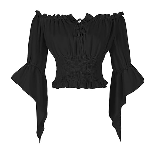 Womans Renaissance Peasant Blouse Black