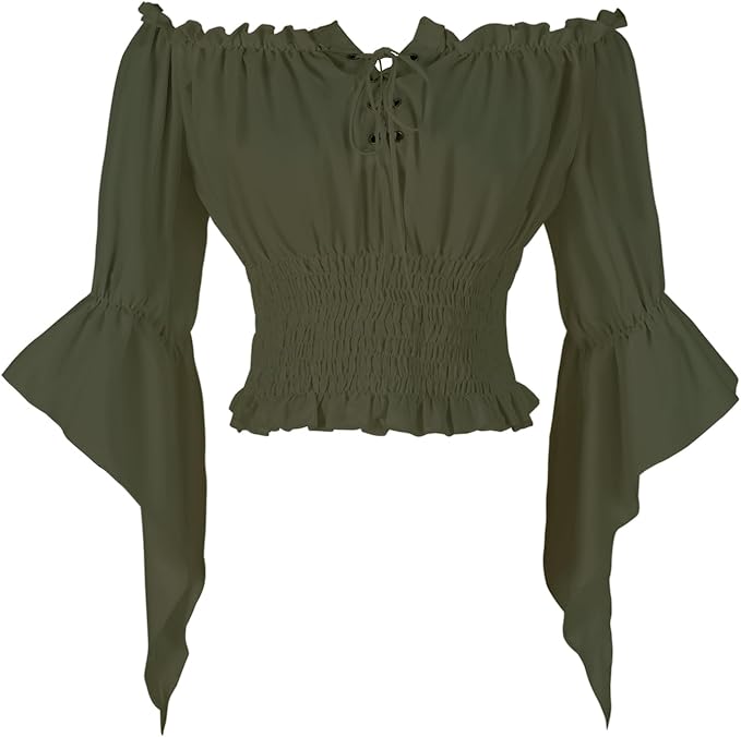 Woman's Renaissance Peasant Blouse Green