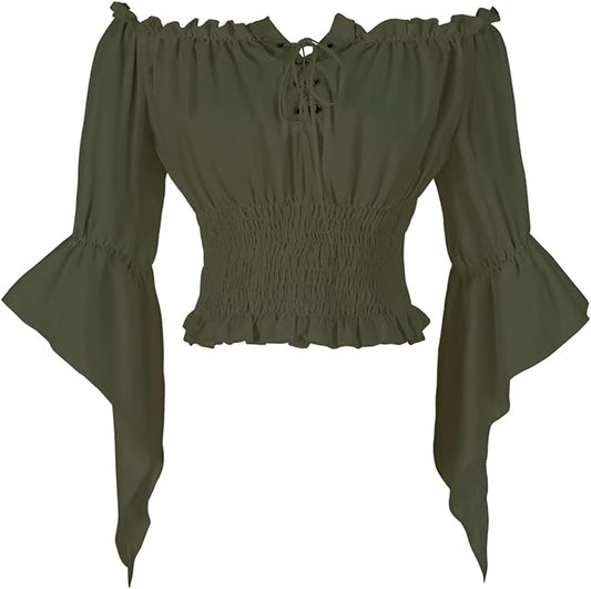 Woman's Renaissance Peasant Blouse Green