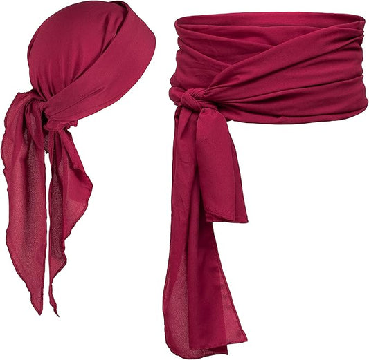 Plus Size Pirate Scarf and Durag Red