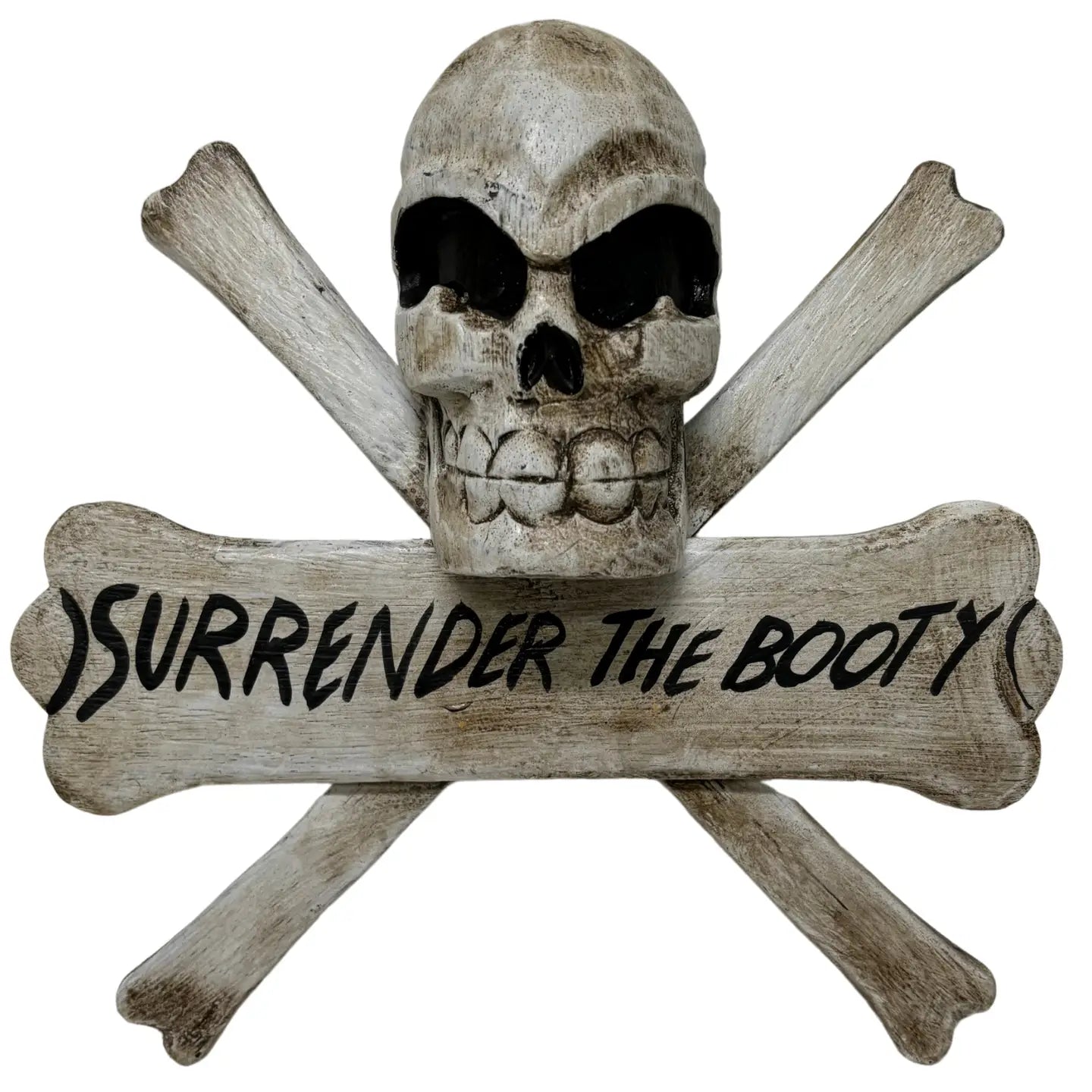 Skull and Crossbones Surrender The Booty wood sign