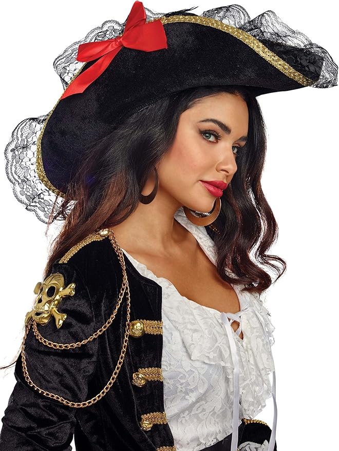 Dreamgirl Womens Pirate Hat Black and Gold