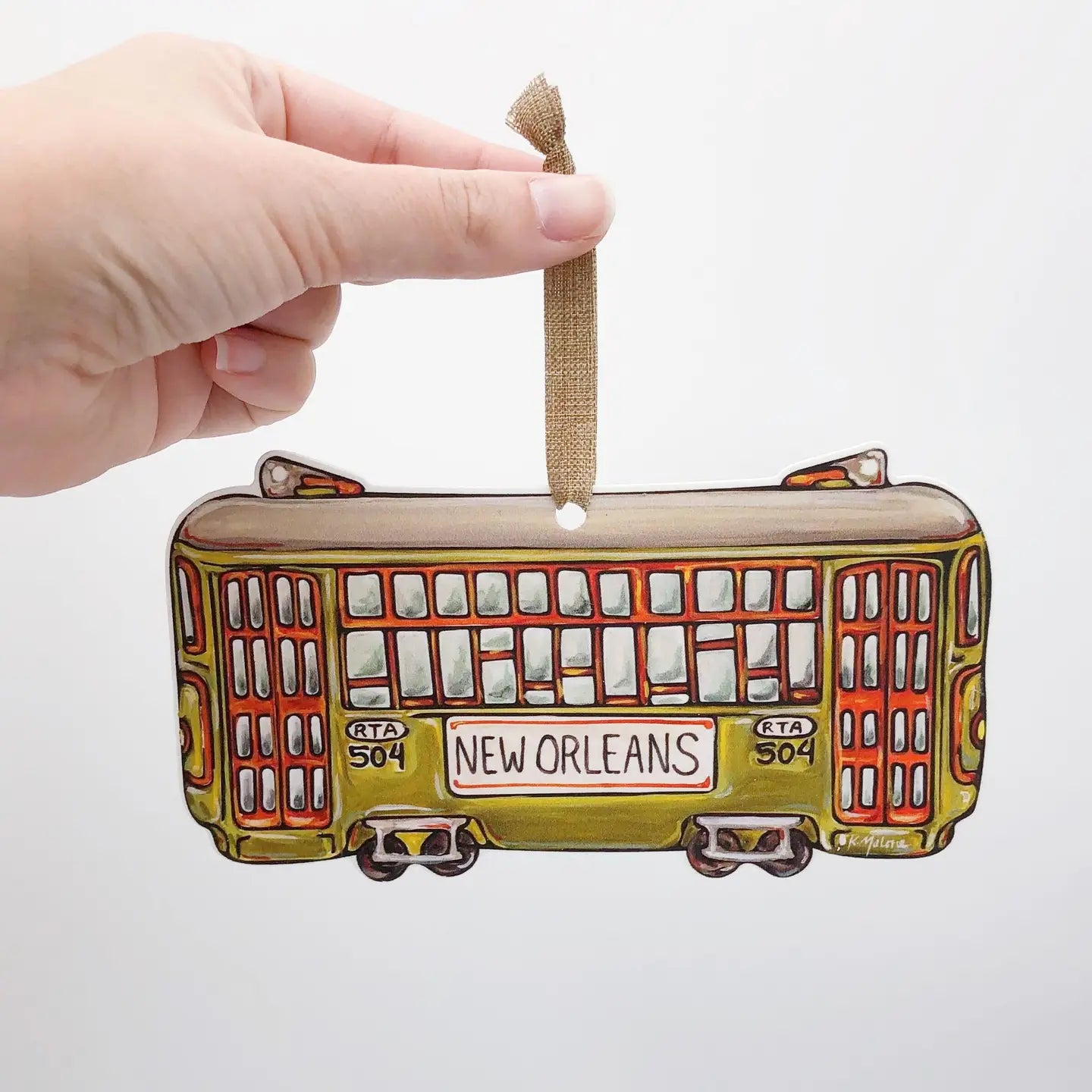 Green Streetcar Ornament. New Orleans Iconic Christmas