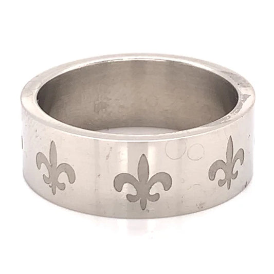 Highly Polished Fleur De Lis Stainless Steel Ring