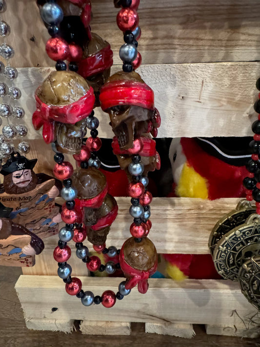 red multi skull bead