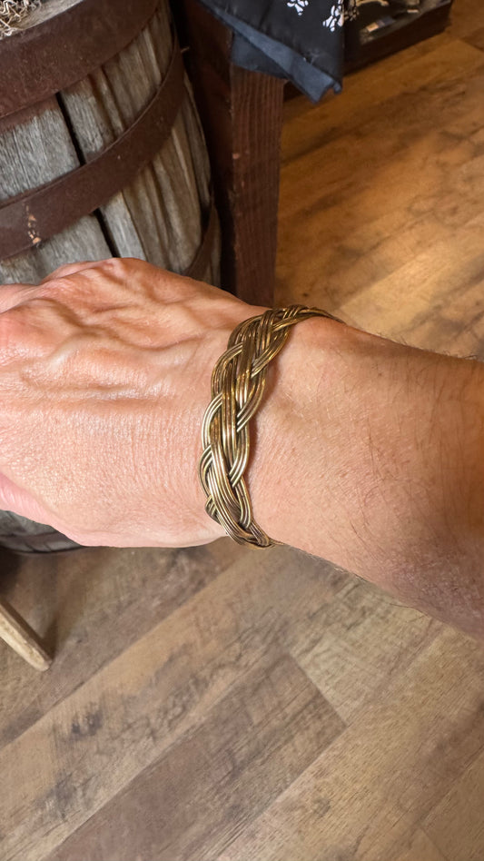 Handandwoven Moroccan Brass Cuff from the Atlas Mountains, Morocco