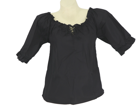 Black Renaissance Peasant Blouse Black