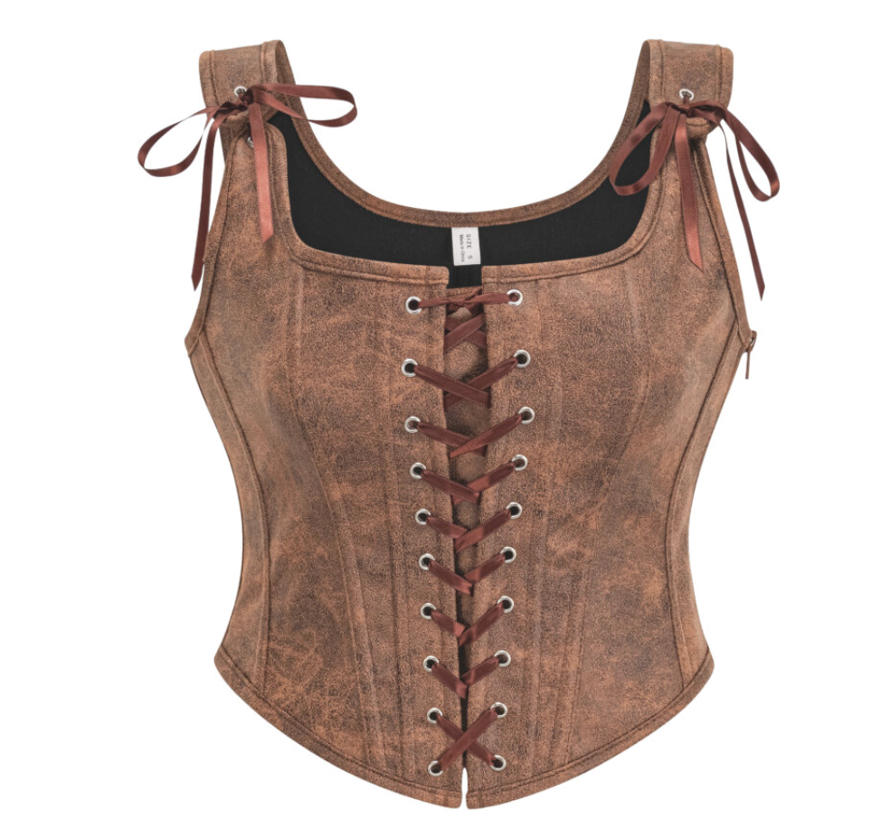 Pleather Lace Up Corset