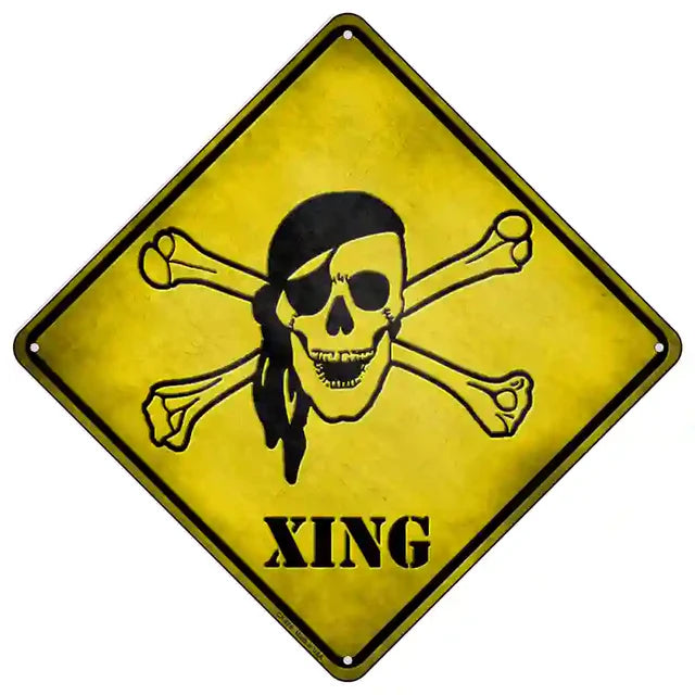 Pirate Crossing Metal Sign