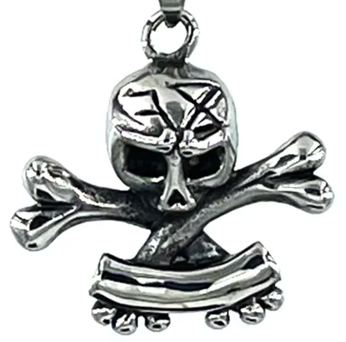 Skull Crossbones Pirate Stainless Steel Pendant Necklace