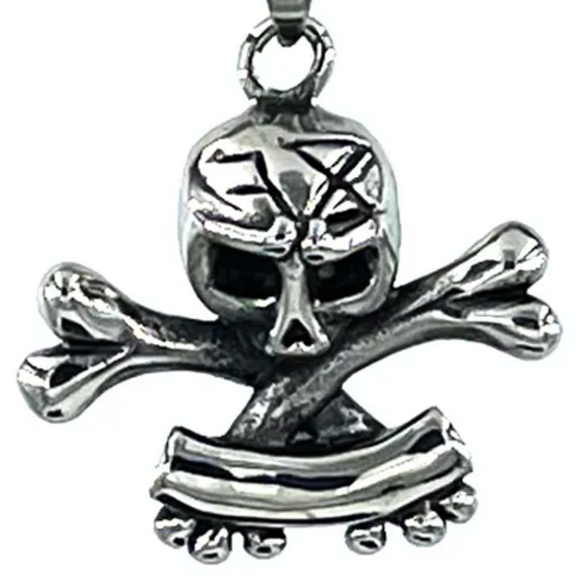 Skull Crossbones Pirate Stainless Steel Pendant Necklace
